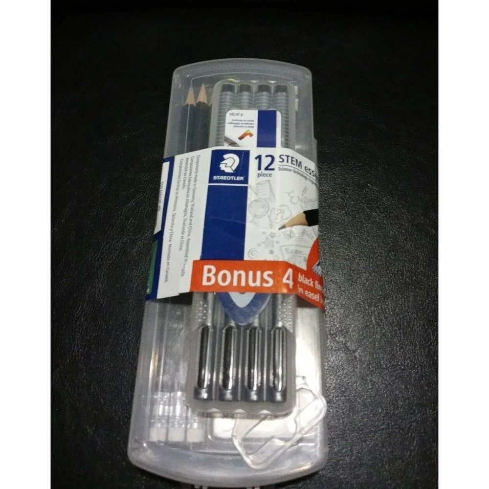 Staedtler 12 Piece STEM Essentials Bonus 4 Black Fineliners in Easel Box